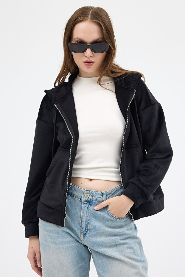 3059A سترة بغطاء للرأس وجيب أسود - 7