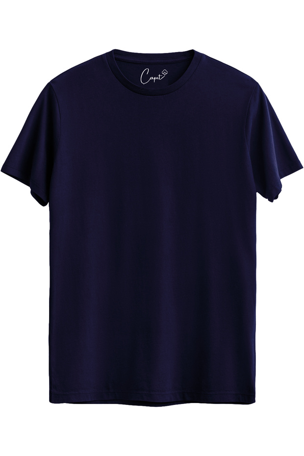 Pack of Cotton Crew Neck Standard Cut Navy Blue Basic T-Shirts