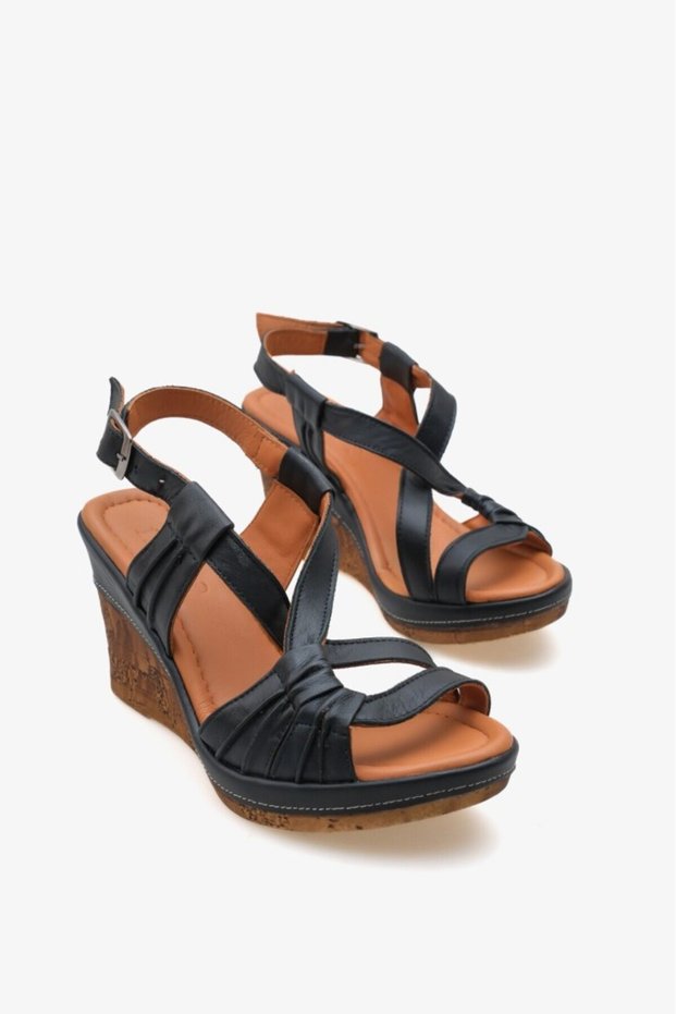 Xenia İnna Women's Genuine Leather Wedge Sandals