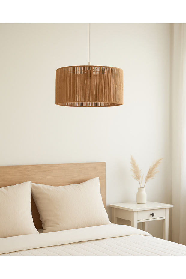 El Yapımı Jüt İpli Bohem Tavan Lambası - Avize / Salon ,Yatak Odası ,Oturma Odası,Ofis,Mutfak,Balkon - 5