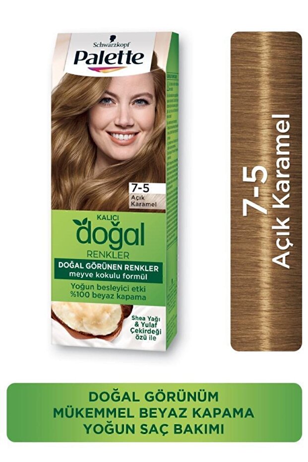 Kalıcı Doğal Renkler Saç Boyası 7-5 Açık Karamel - 1