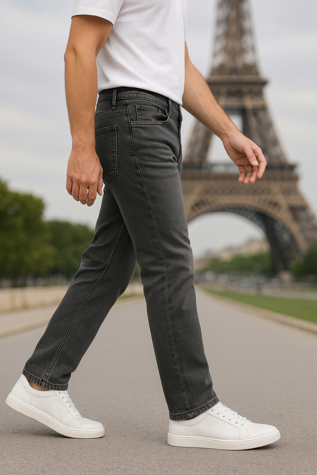 Regular Fit Jean Martin High Waist Standard Cut Flexible Gray Men's Jeans C336