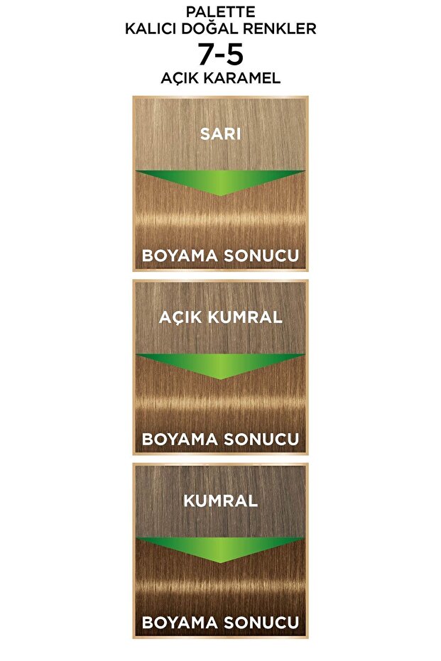 Kalıcı Doğal Renkler Saç Boyası 7-5 Açık Karamel - 3