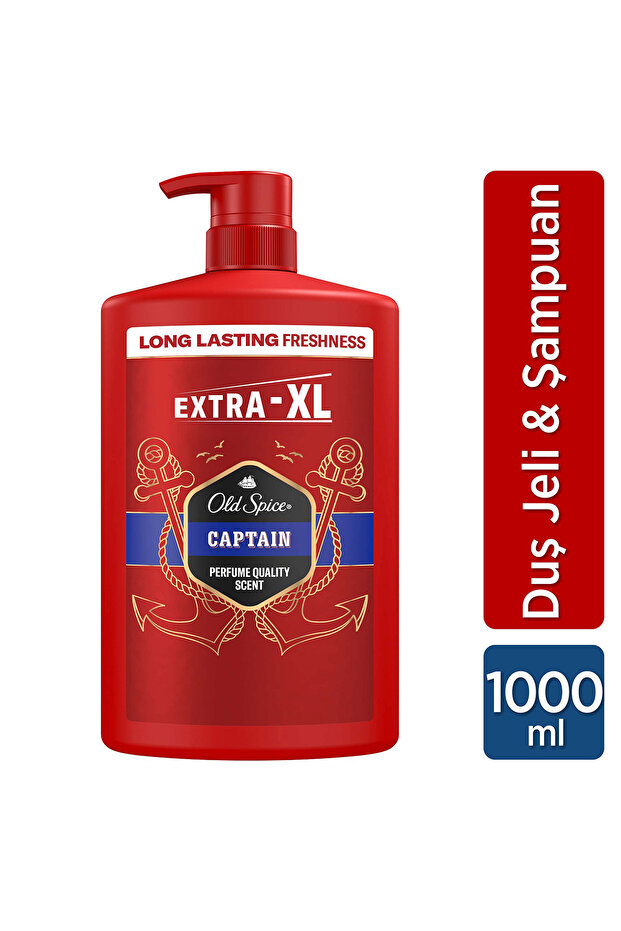 Captain Erkekler İçin Duş Jeli ve Şampuan 1000 ml Ekstra-XL - 1