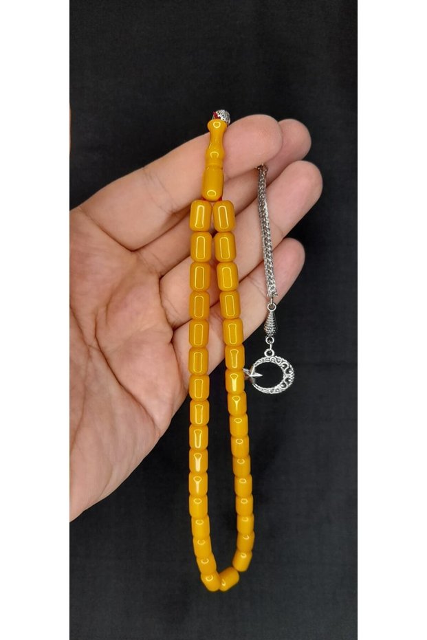 Sikma Rod Amber Praying Beads Capsule Cut Yellow Color T-399