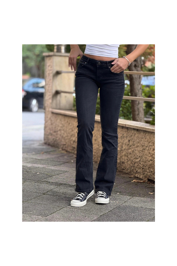 Siyah Bootcut Pantolon - 1