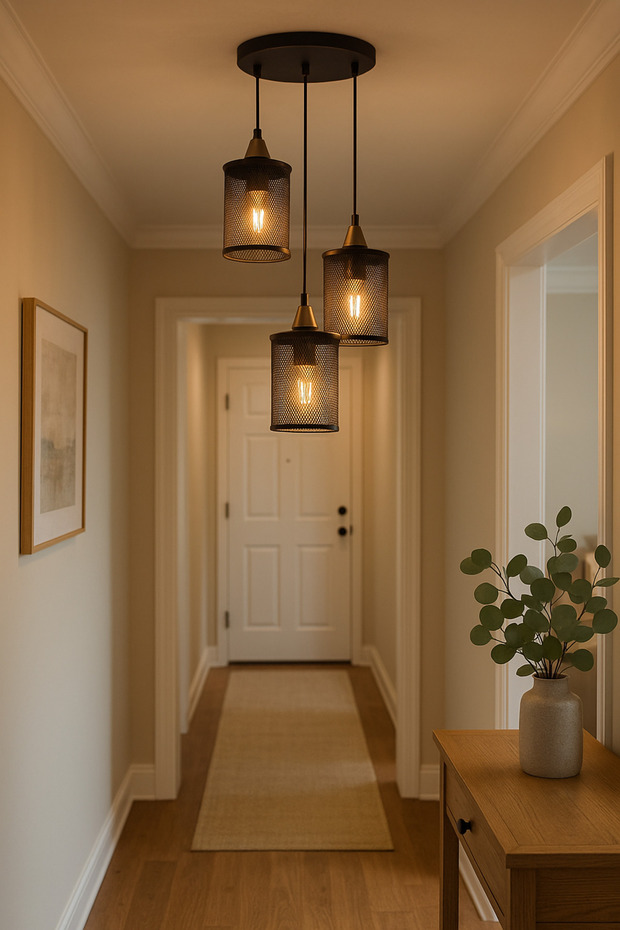 Siyah Sarkıt Kafes 3'lü Rustik Avize - 1