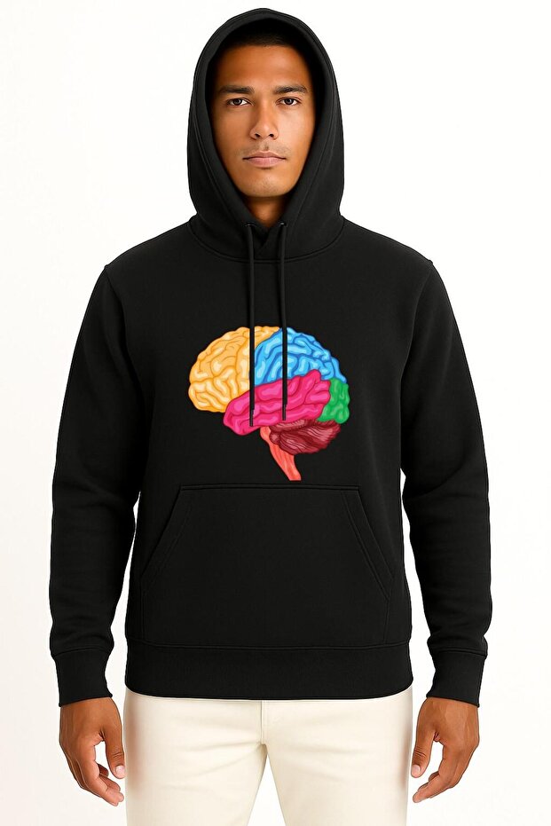 Hooded Human Brain Anatomy Chest Design Unisex Sweatshirt