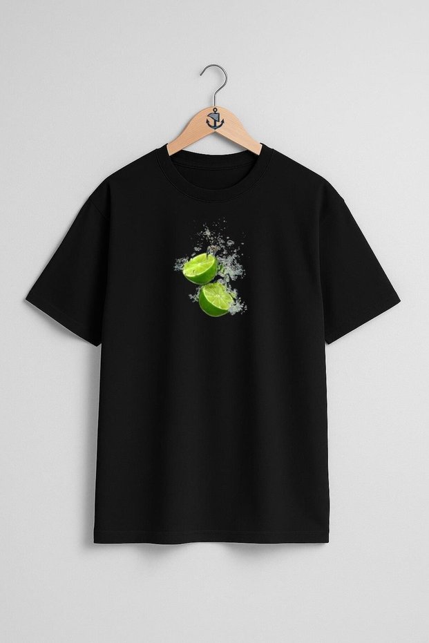 Oversize Sliced Green Lemon Chest Design Unisex T-Shirt