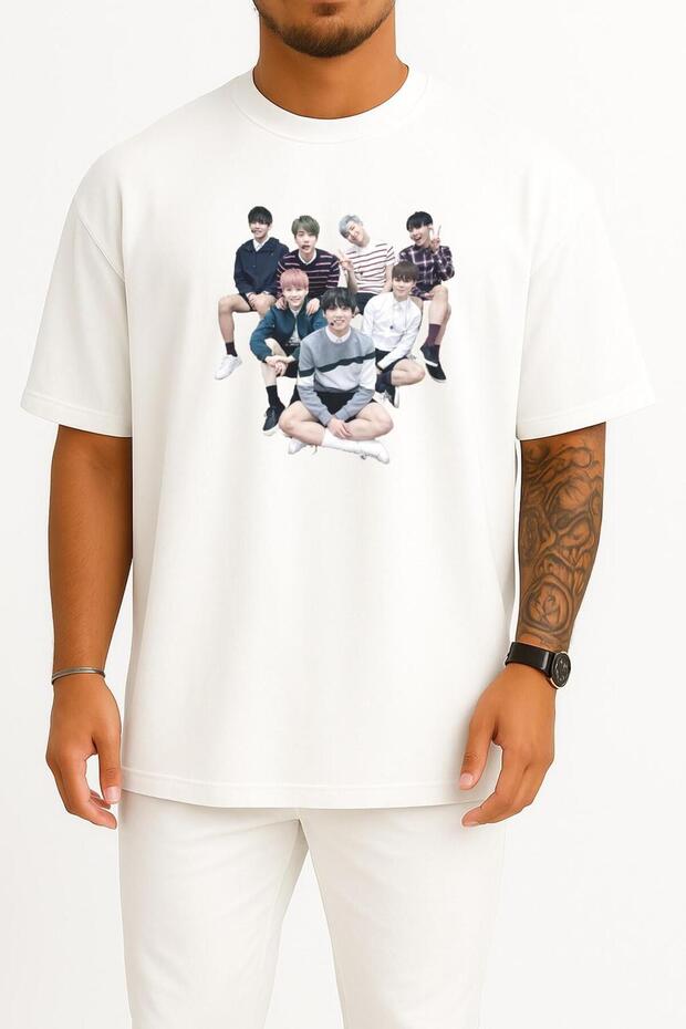 Oversize Bts Sticker N.O -Japanese Ver.- K-Pop, Group Chest Design Unisex T-Shirt