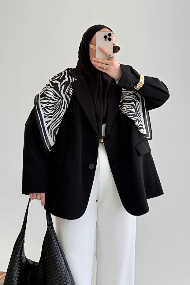 Oversize Black Blazer Jacket - 1