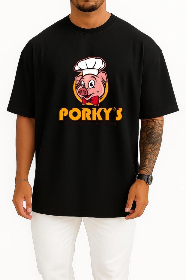 Oversize Porky's Lechon Barbecue Pork Breast Design Unisex T-Shirt