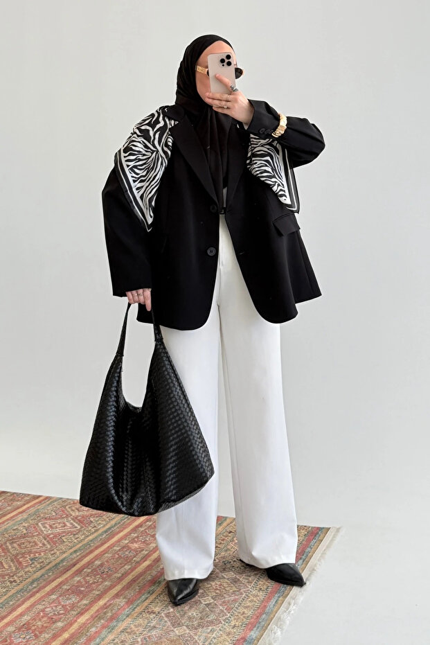 Oversize Black Blazer Jacket - 2