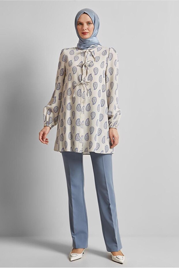 تونيك منقوش من الكتان 45590 - 2