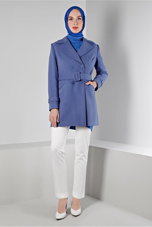 معطف بأزرار وحزام 90359 - 1