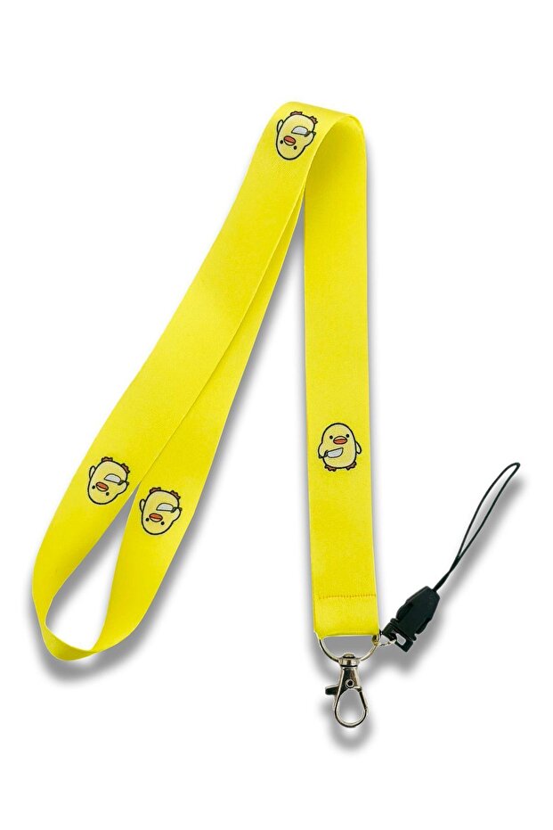 Yellow Colorful Bad Figured Neck Lanyard Hanger Id Badge Holder-Phone Strap