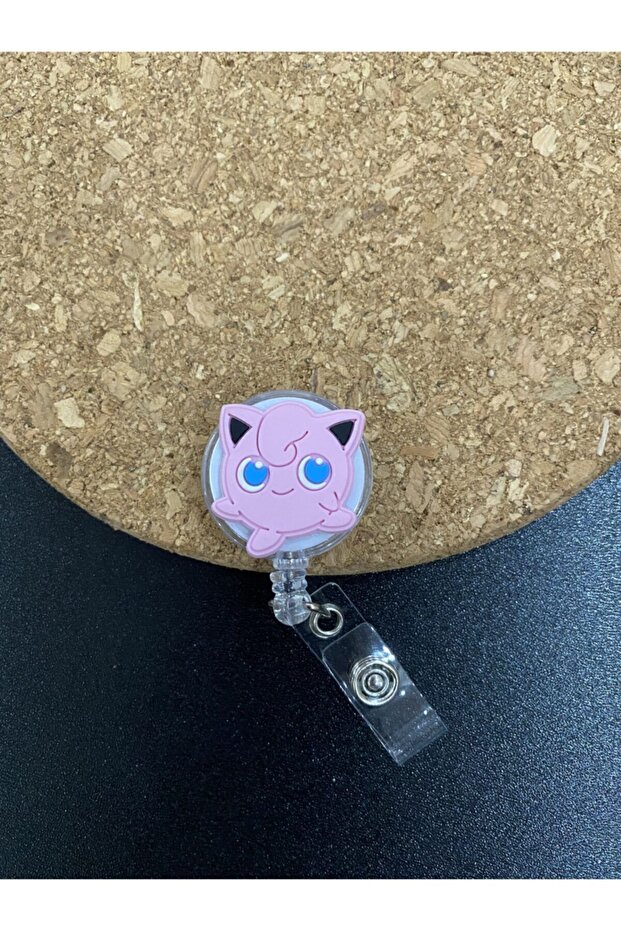 Yoyo Name Badge Holder with Pokemon Jigglypuff Figure