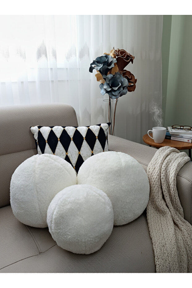 3-Piece Throw Pillow / Pillow 2 Large Ecru / 1 Small Ecru (42cm / 25cm) - 2