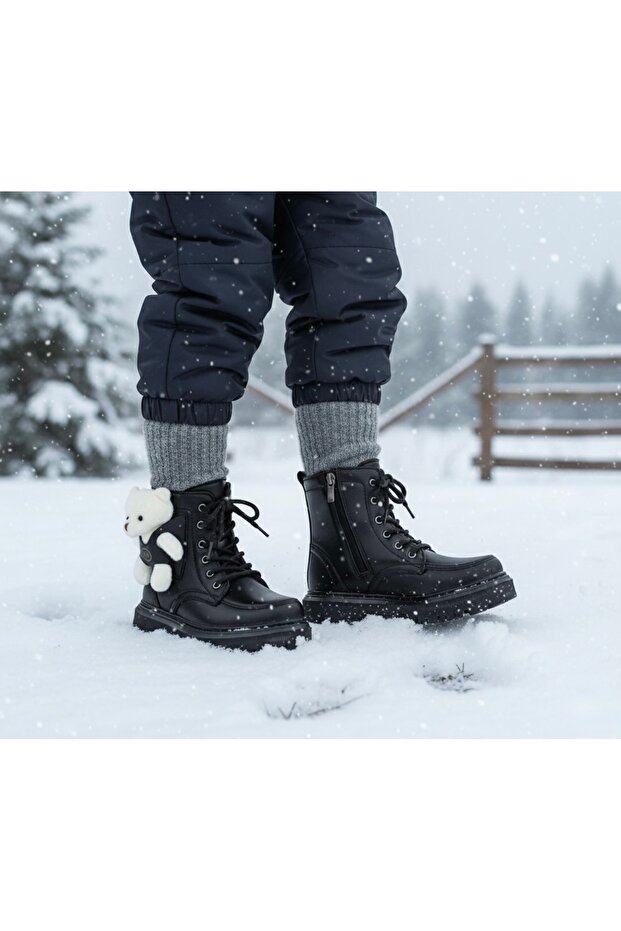 Sevimli Ayıcık Desenli Kız Çocuk Bot – Rahat, Şık ve Kaymaz Tabanlı - 7