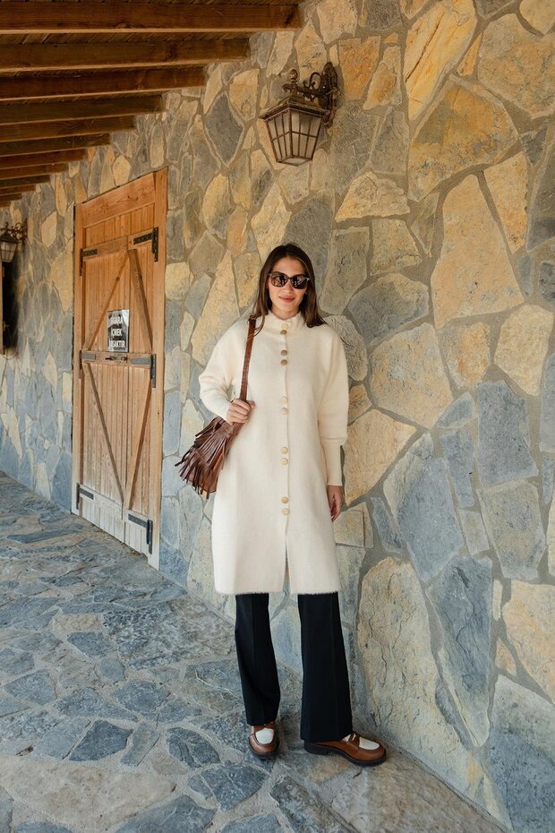 Buttoned Long Cardigan