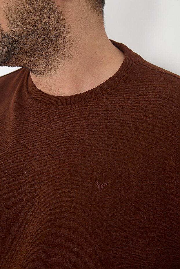 Men's Winter Crew Neck Oversized Basic Tile Sweatshirt - 4