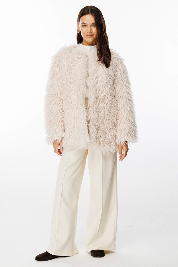 Selection Fluffy Feather Ecru Jacket - 8