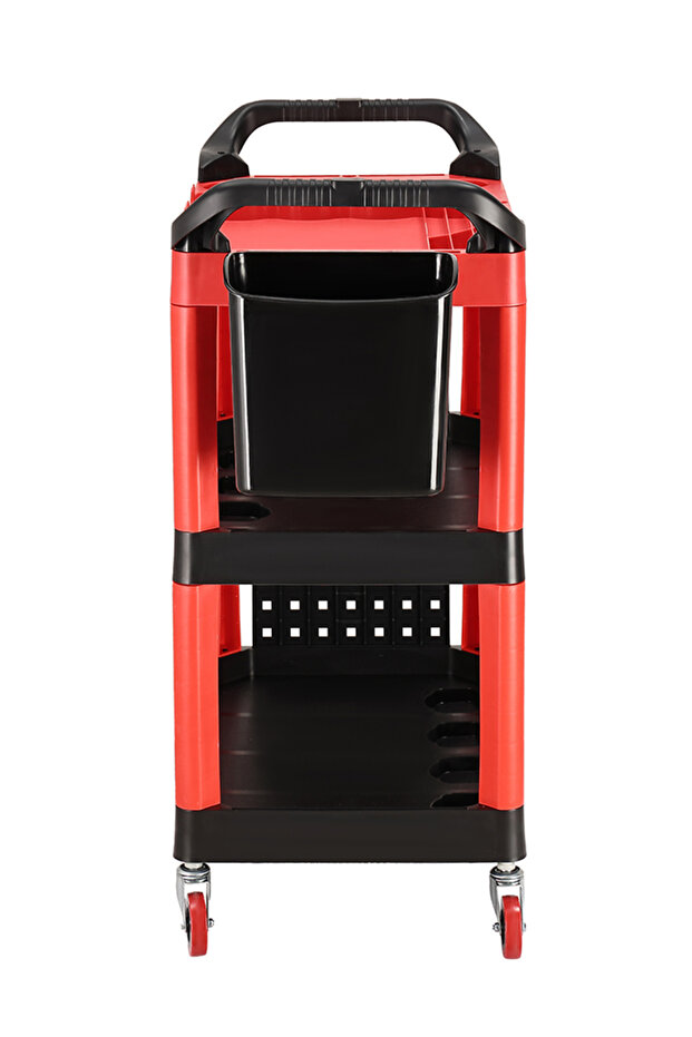 Tool Cart with Side Bucket - 3-Tier Rolling Utility Cart for Garage & Detailing - 2