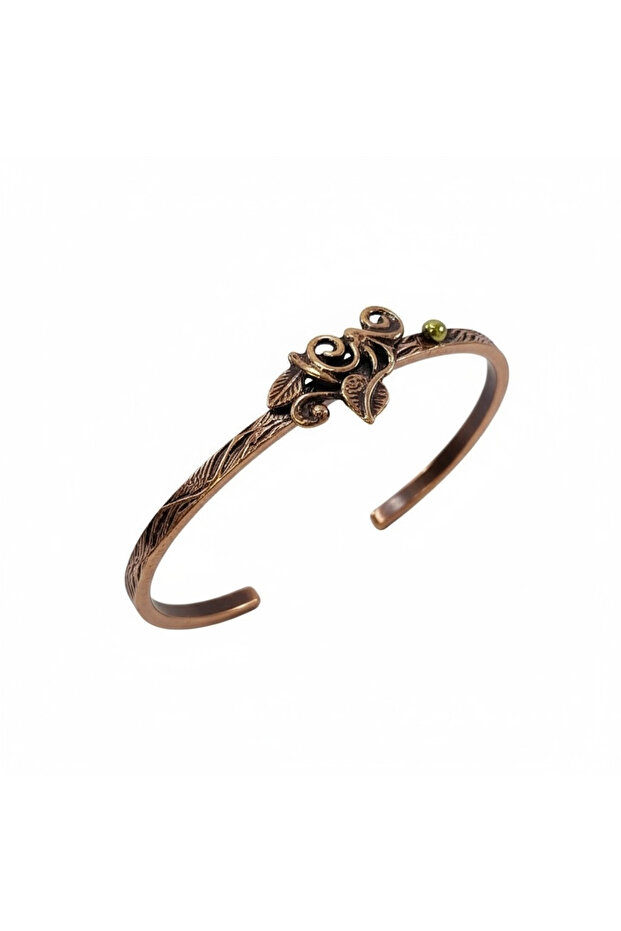 Leaf Figured Tree Bark Copper Bracelet - 4