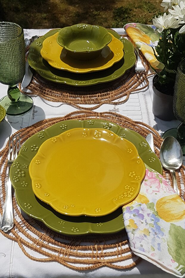 Fiori 5 Parça Ahşap Ayaklı Kek Stand (30cm), Sunum Ve Pasta Tabak (21cm) Seti - 7