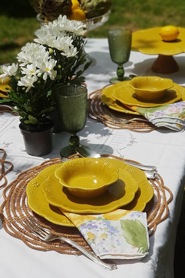 Fiori 5 Parça Ahşap Ayaklı Kek Stand (30cm), Sunum Ve Pasta Tabak (21cm) Seti - 6