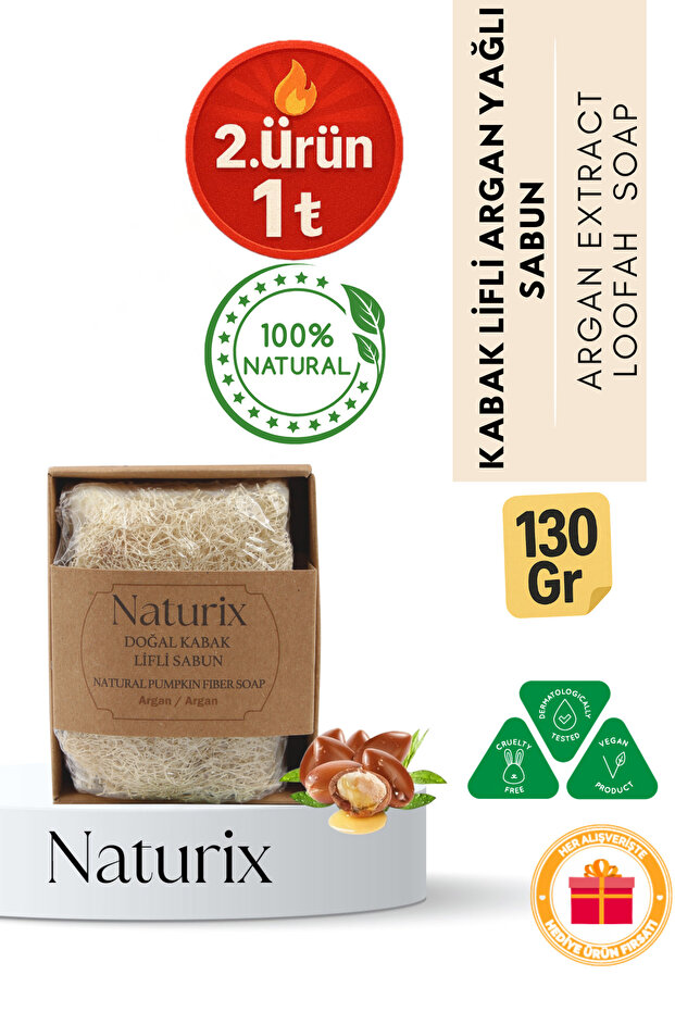 Pumpkin Fiber Argan Oil Soap 130 Gr | Exfoliating, Moisturizing and Purifying Soap