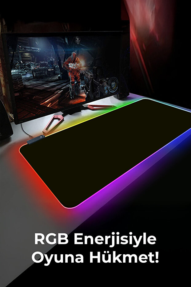 MP-51 RGB Gaming Mouse Pad XL | 80×30 cm, 7 Renk RGB, Kaymaz Taban - 2