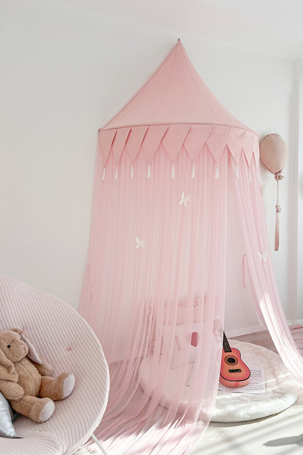 Tül Pembe Duvar Tentesi Plus Model - 5