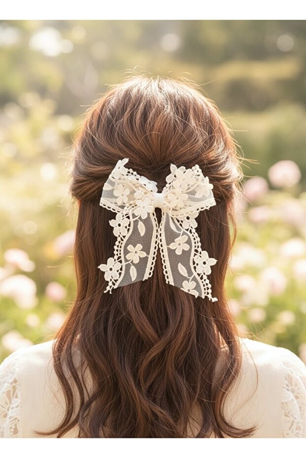 Pink and White Women's Automatic Bowknot Buckle with Handmade Clip