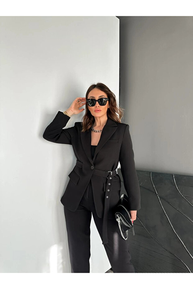 Kadın Kemerli Premium Ceket - 5