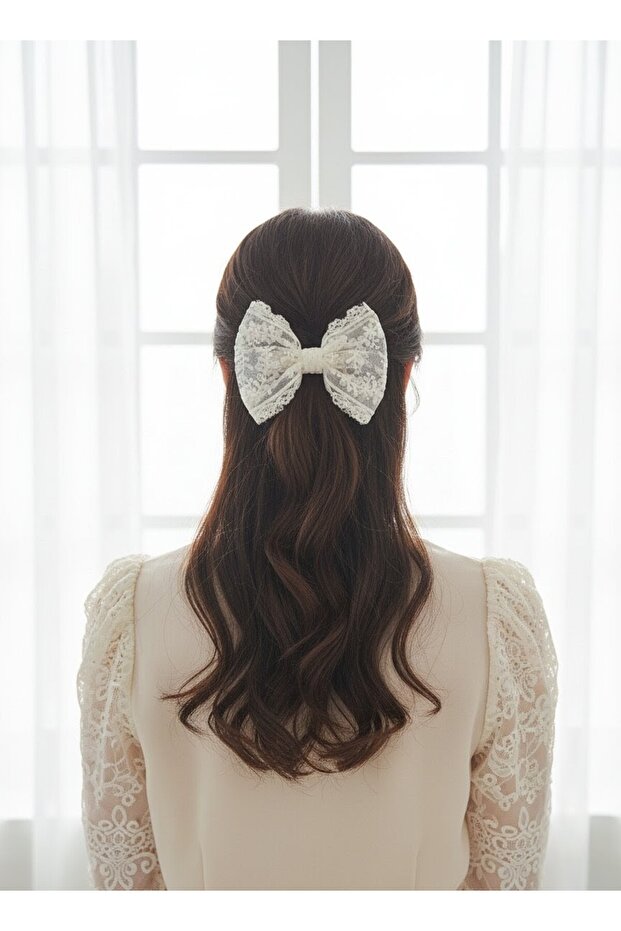 Handmade Romantic Ecru Lace Bow Buckle, Special Design Ecru Bow Lace Buckle, April 23Rd Buckle
