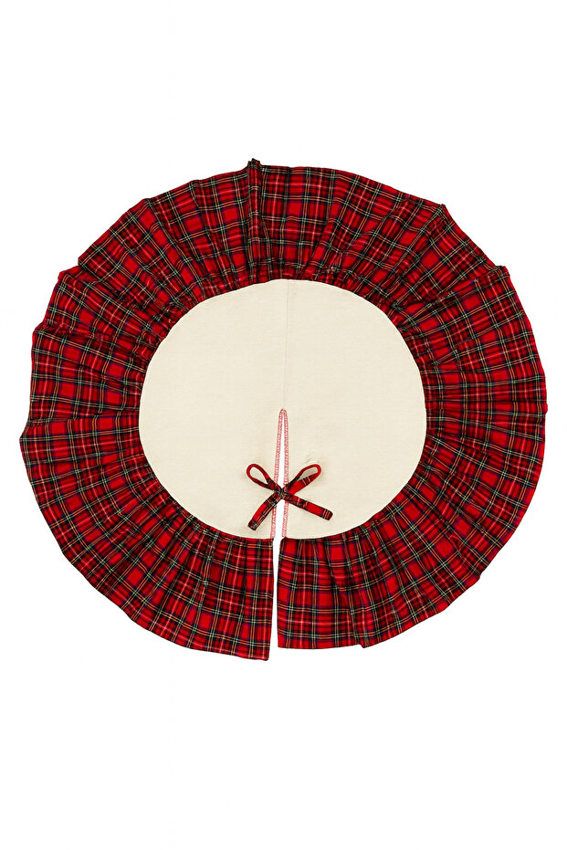 Fırfırlı Yılbaşı Çam Ağacı Örtüsü – Doğal Pamuklu Ekose Tasarım ile Sıcak Bir Atmosfer - 3