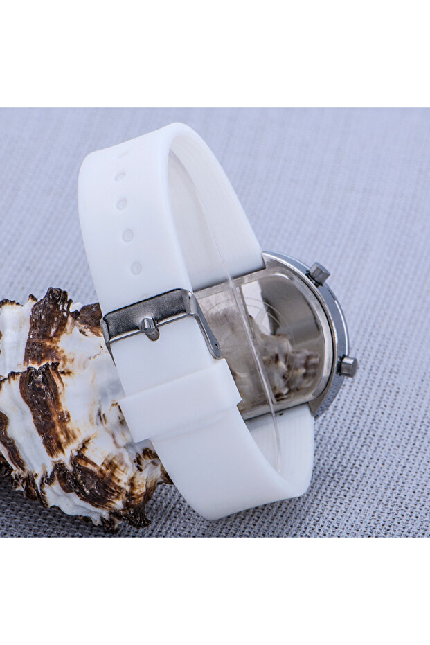 Gümüş Renk Kasa Dijital Led Ekran Silikon Kordon Unisex Kol Saati ST-303603 - 3