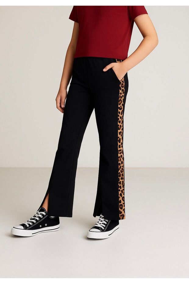 Leopar Yırtmaçlı Pantolon