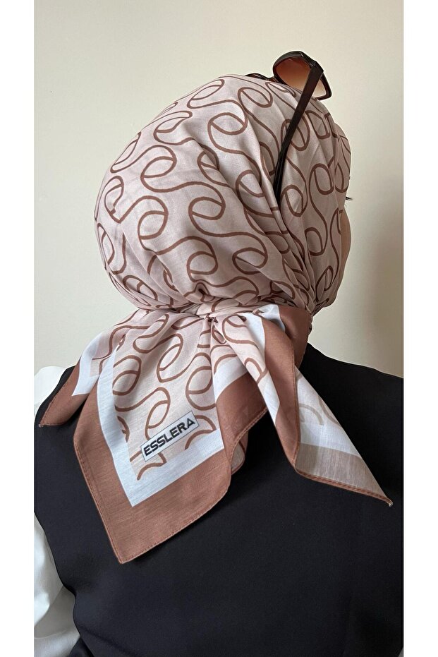 وشاح ناعم بني منقوش ملفوف - 6