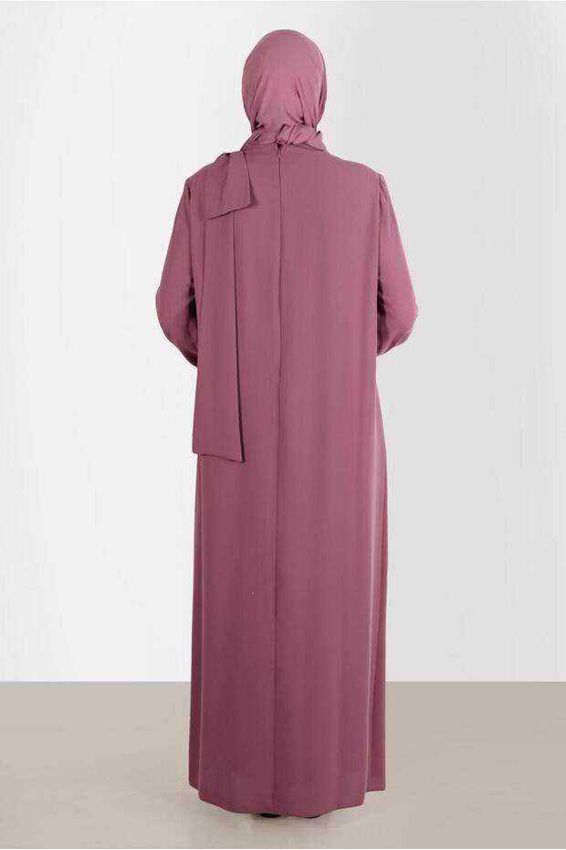 FİYONK DETAYLI TAŞLI KREP ELBİSE 20234 - 3