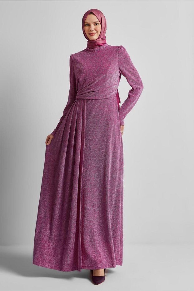 Drape Detail Silvery Dress 45677