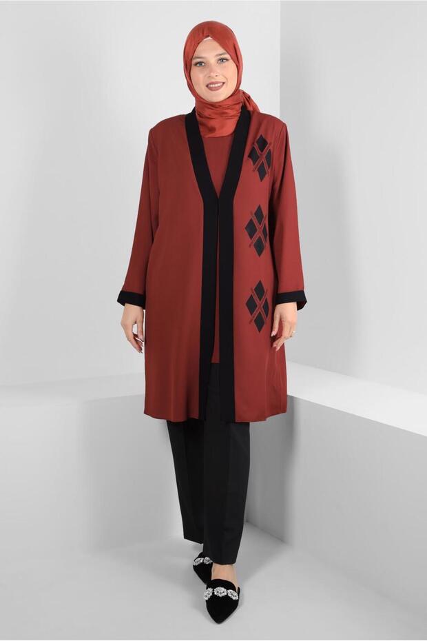 طقم تونيك مزدوج منقوش هندسيًا 20388 - 2