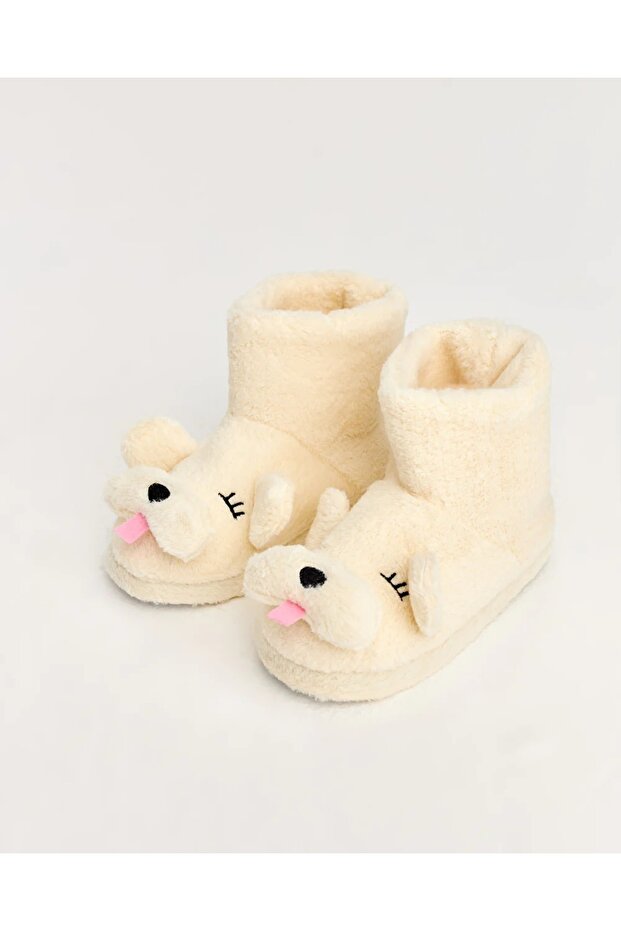 Papi Köpekli Ekru Peluş Ev Botu - 1