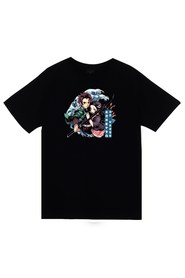 Demon Slayer Anime Printed Unisex 100% Cotton Black T-Shirt