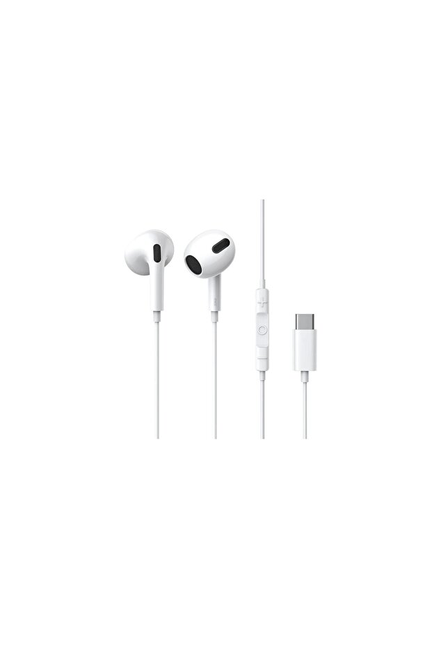 WHITE C17 Type-C Earphones In Ear Hearphone Wired Headset With Mic