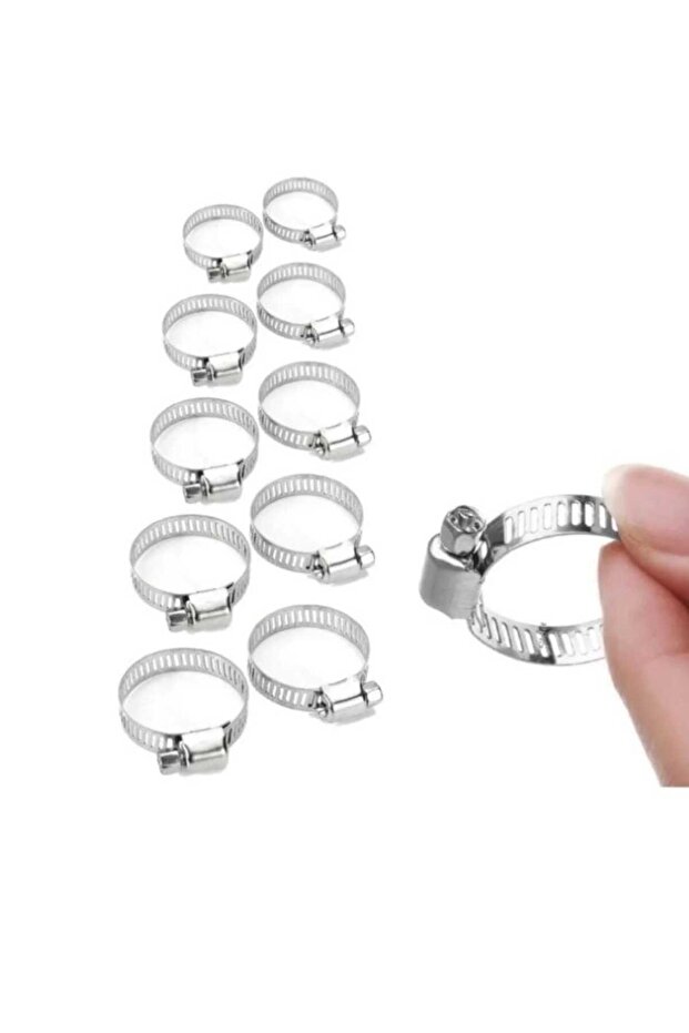 Stainless Steel Pipe Metal Clamp Adjustable Clip 10 Pcs Adjusted Hose Clamp Set of 10