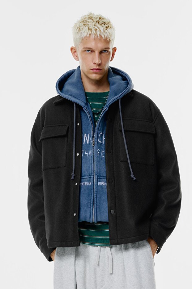 Cepli yünlü ince ceket - 3