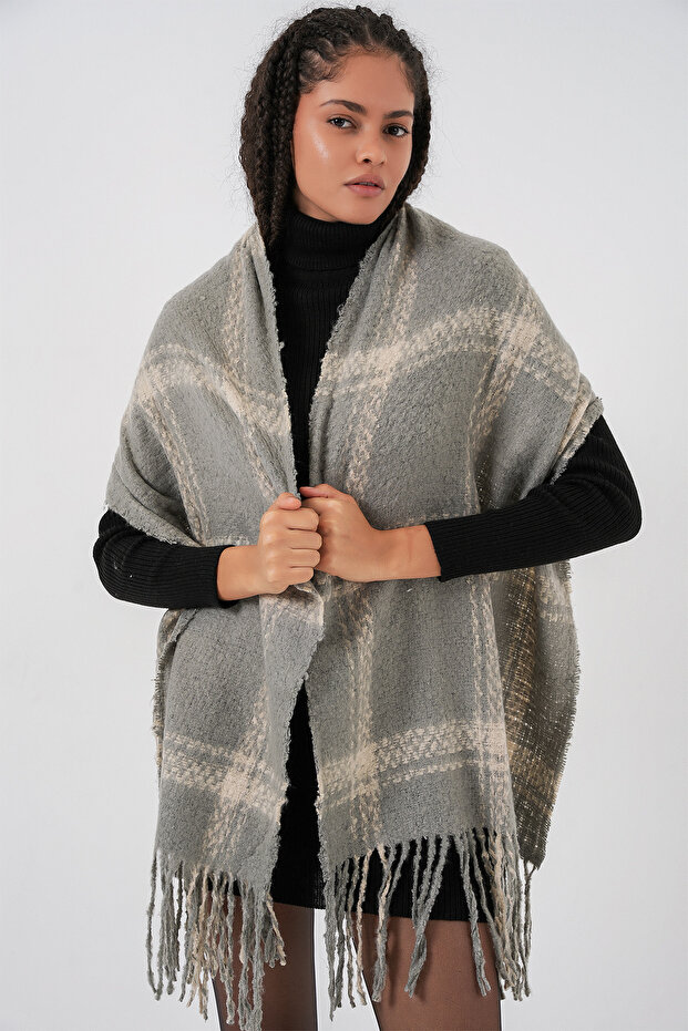 Women's Soft Textured Thick Shawl Scarf 15951 - F.Grey