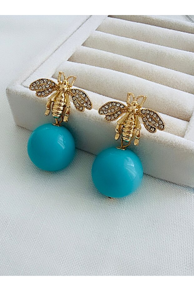 Brand Model Top Detail Stone-Studded Bee Earrings (4.5 cm)